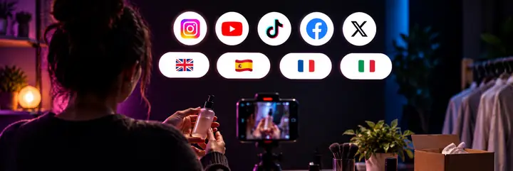 Optionen für soziale Plattformen und Sprachen für eine vertikale Videoanzeige